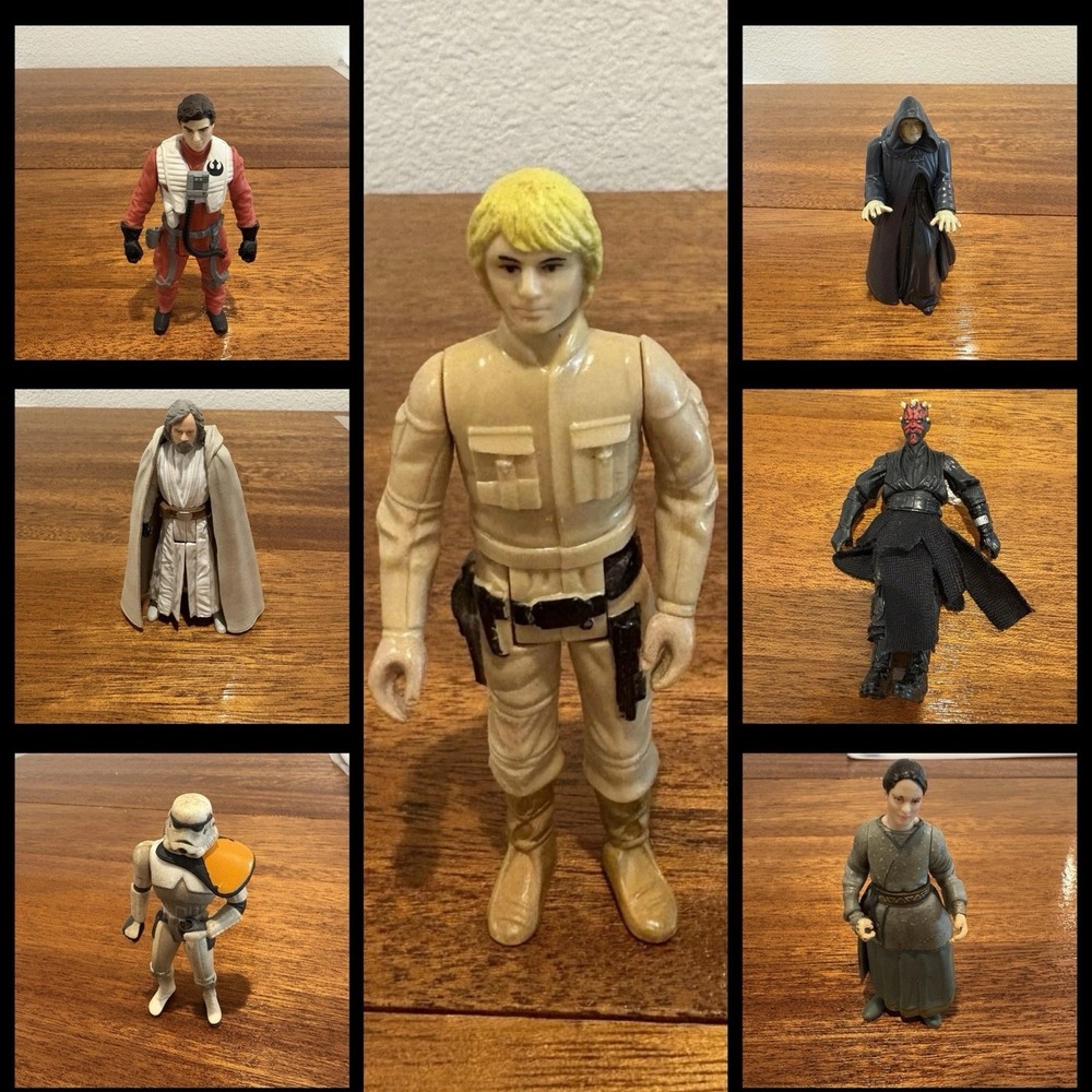 Vintage Star Wars‎ Action Figure Lot Of 7 Kenner Hasbro Luke Emperor Maul Poe